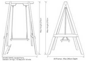 Standard Oak Frame Double Rope Swing Dimensions