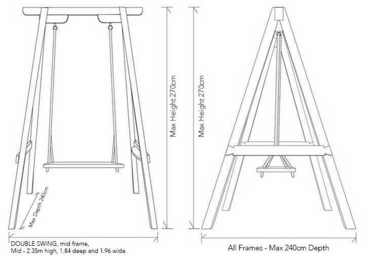 Standard Oak Frame Double Rope Swing Dimensions