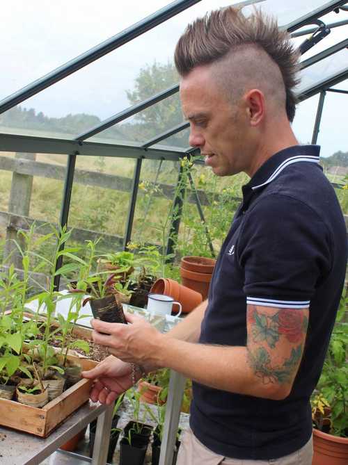 Lee Burkhill in the garden