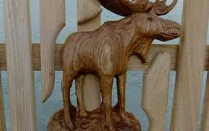Carved Moose in Oak