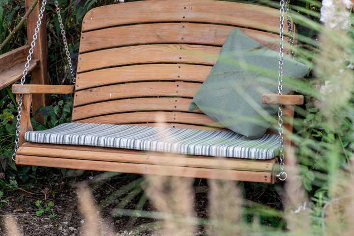 Garden Swing Seat RHS Serenity in Cedar Sitting Spiritually