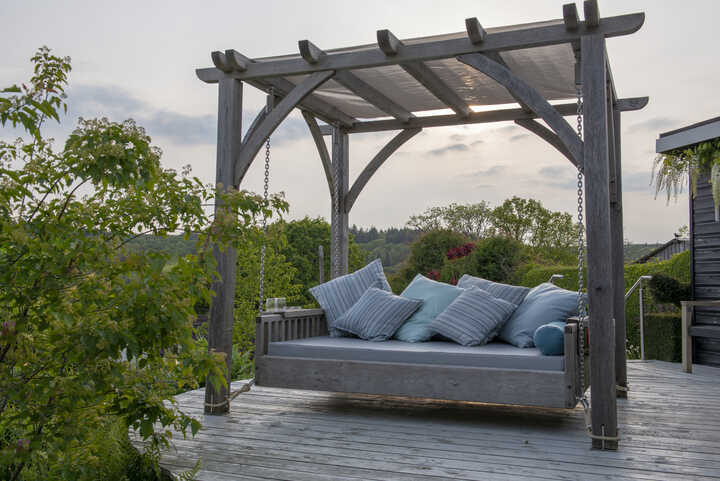 Swinging Day Bed at dusk