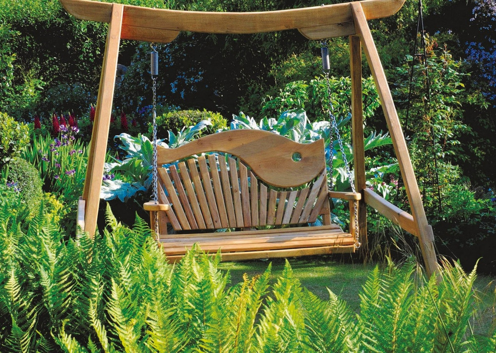 Kyokusen Swing Seat in Curved Oak Sitting Spiritually