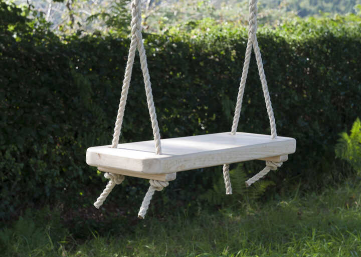 Single Oak Rope Swing For Adults And Children Sitting