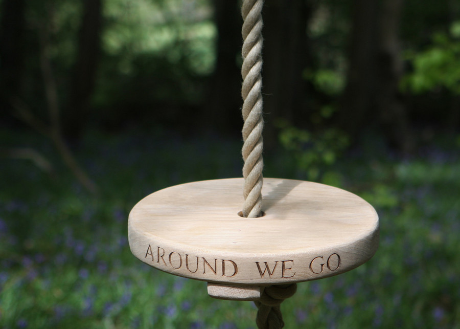 Round Seated Oak Rope Swings Sitting Spiritually