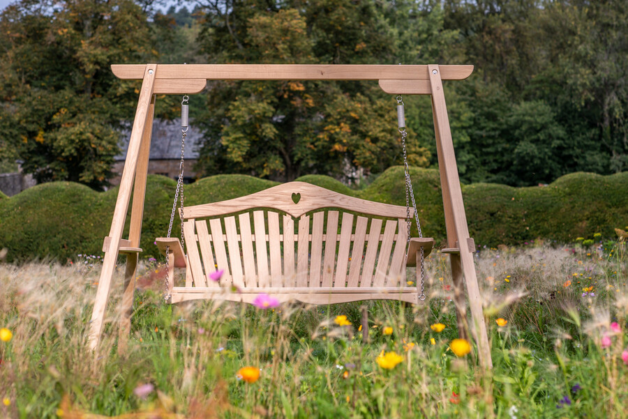 RHS Tranquillity Heart Back Frame in Oak Sitting Spiritually